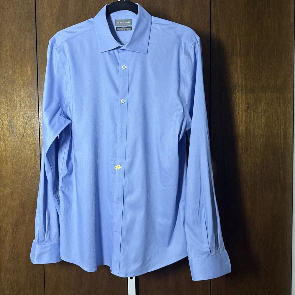 Michael Kors Men's M Slim Fit Eco Passport Stretch Shirt Long Sleeve Button Up